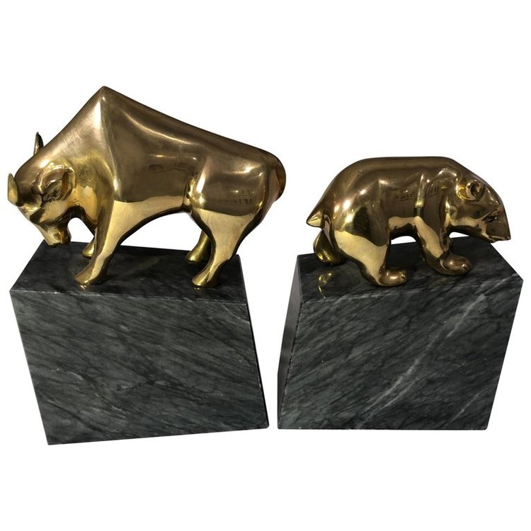  Bear and Bull Bookends