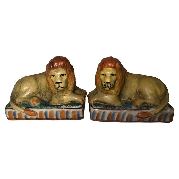 Ceramic Lion Bookends