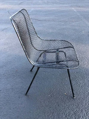Vintage Russell Woodard Sculptura Metal Mesh Sculptura Chair Fleur De Lis