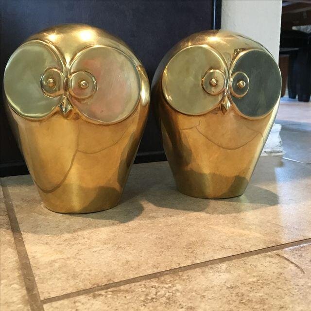 Vintage Minimalist Brass Owl Bookends - A Pair7.jpg