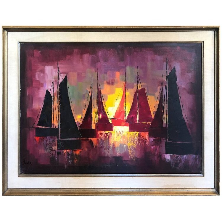 Signed Modernist Sailboats 