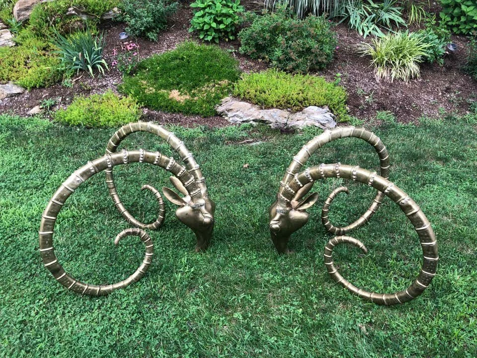 Pair of Solid Brass Ibex Ram Head Dining Table Bases in the Style of Alain Cherv7.jpg