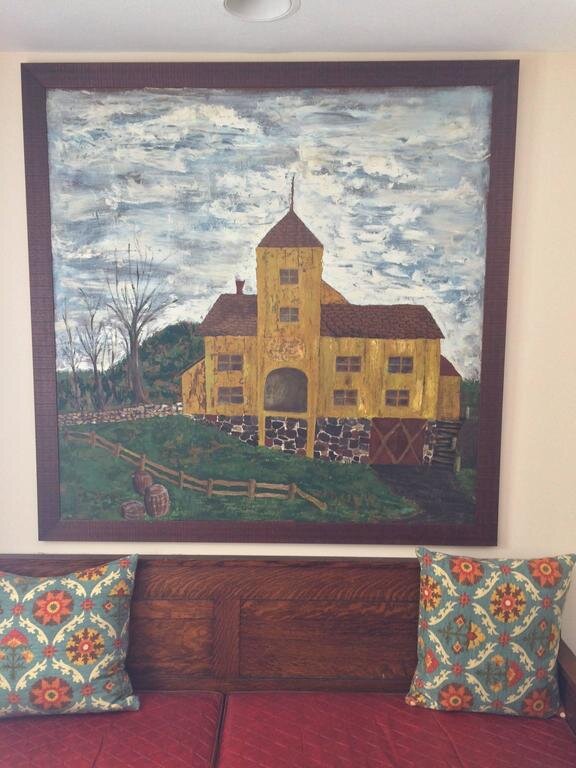 Huge Primitive Folk Painting of Historic Cider Mill.JPG