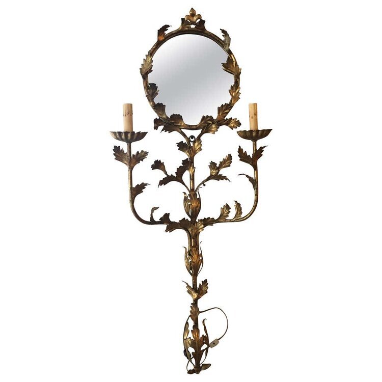 Floral Gilt Iron Wall Sconce