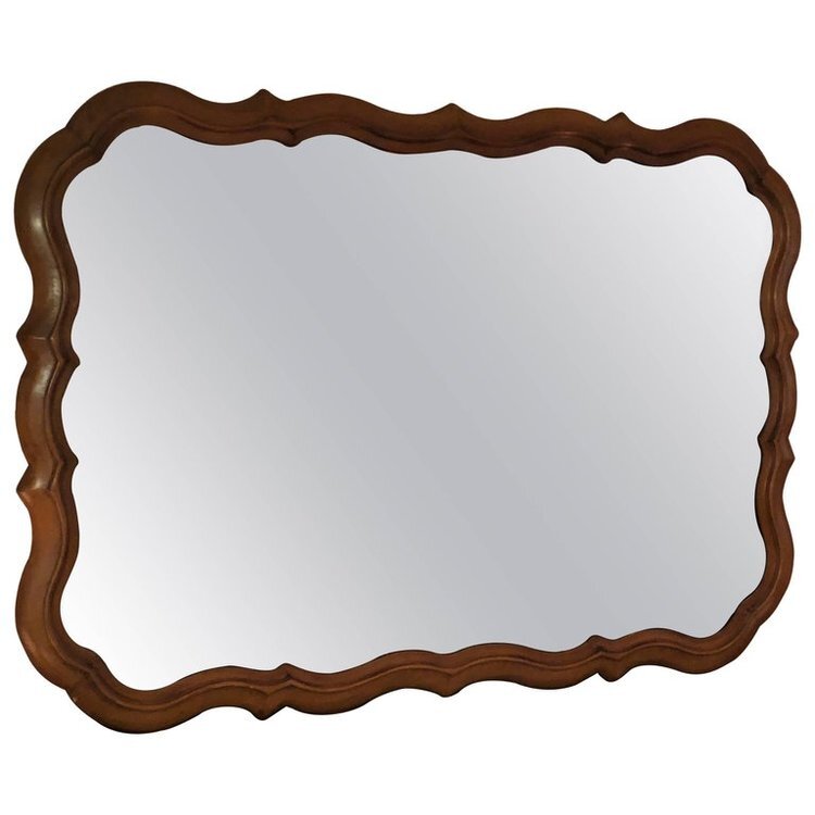 Scalloped Fruitwood Mirror