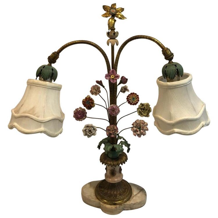 Floral Porcelain Boudoir Lamp