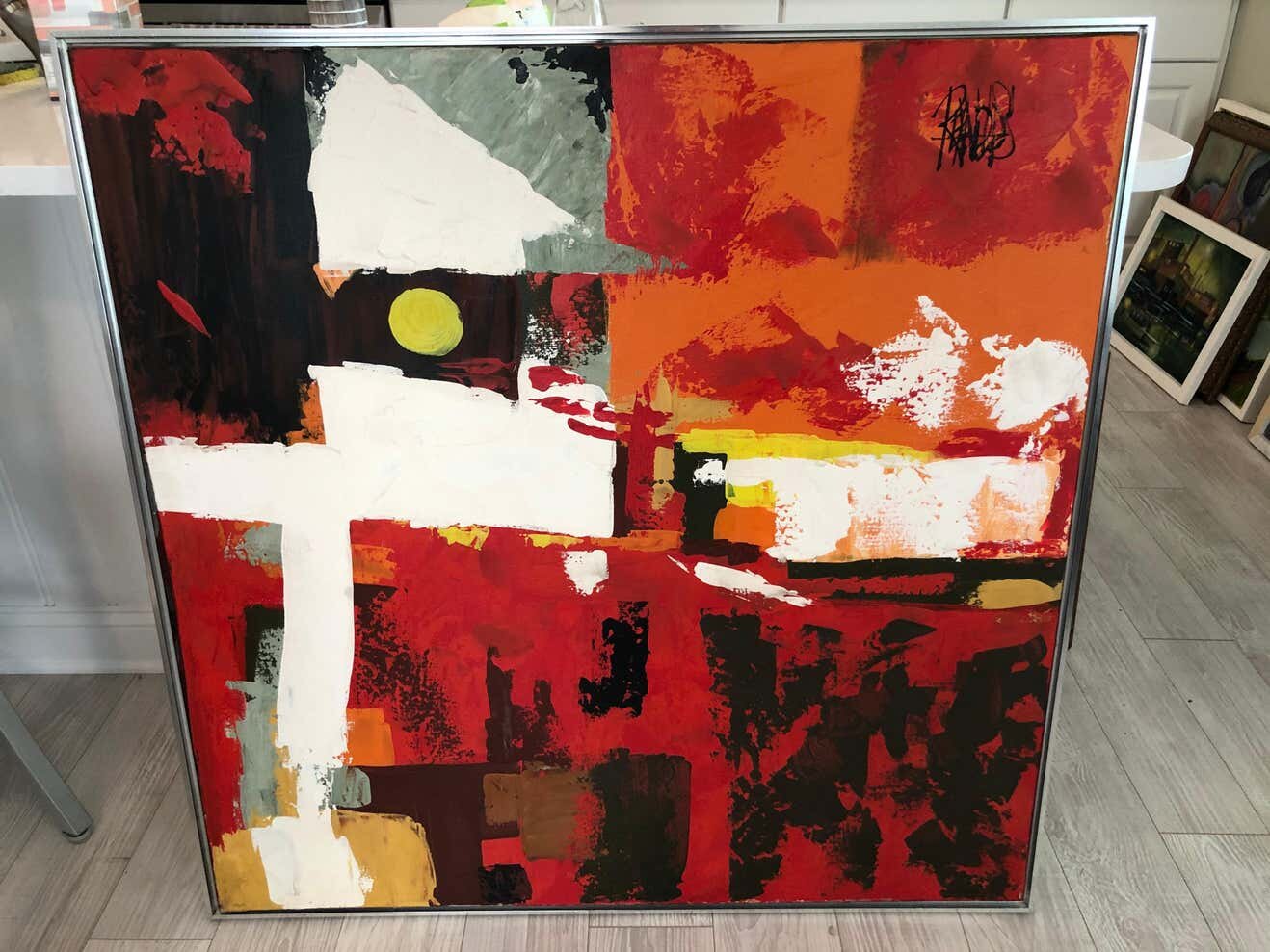 Large Abstract Oil on Canvas by Lee Reynolds Burr For Vanguard Studios2.jpg