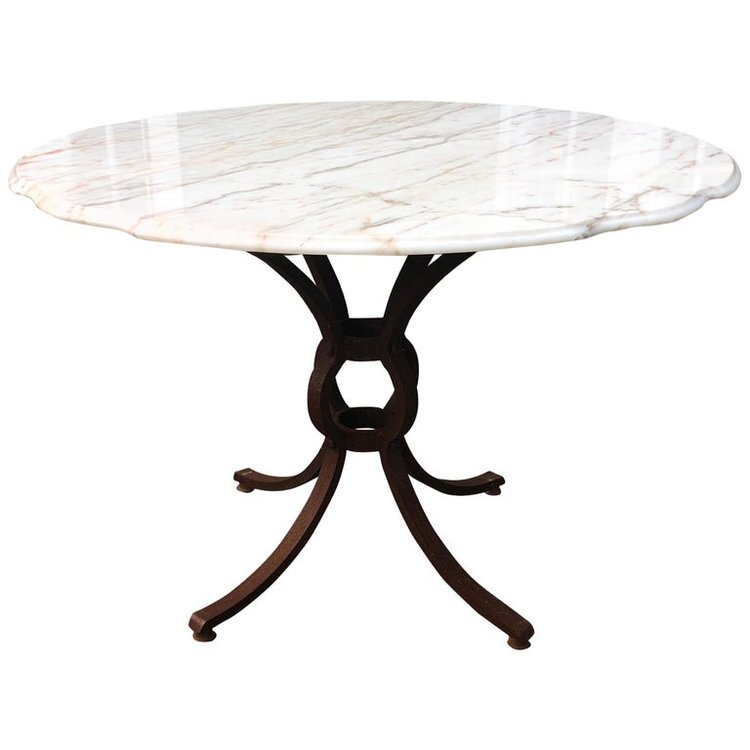 French Marble and Iron Table
