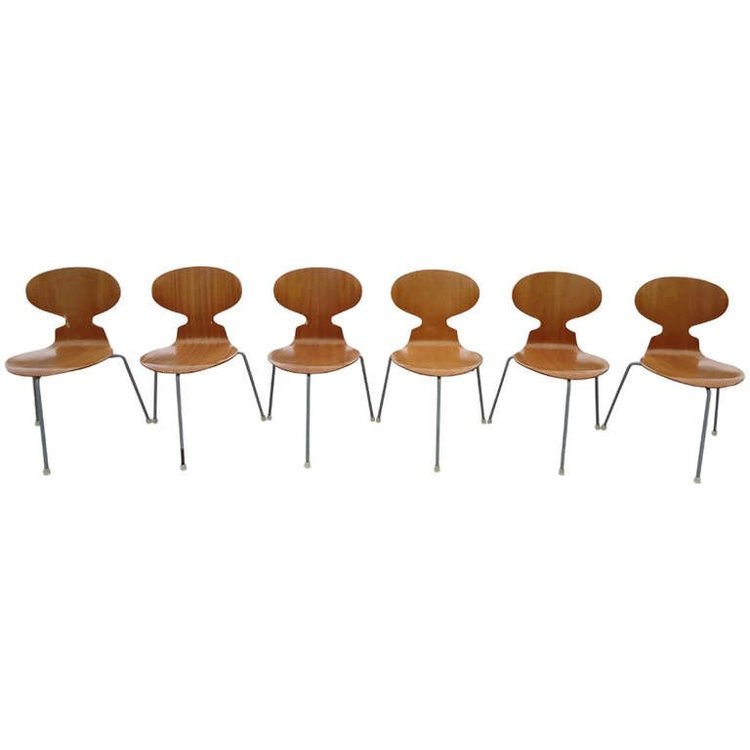 Six Arne Jacobsen Ant Chairs