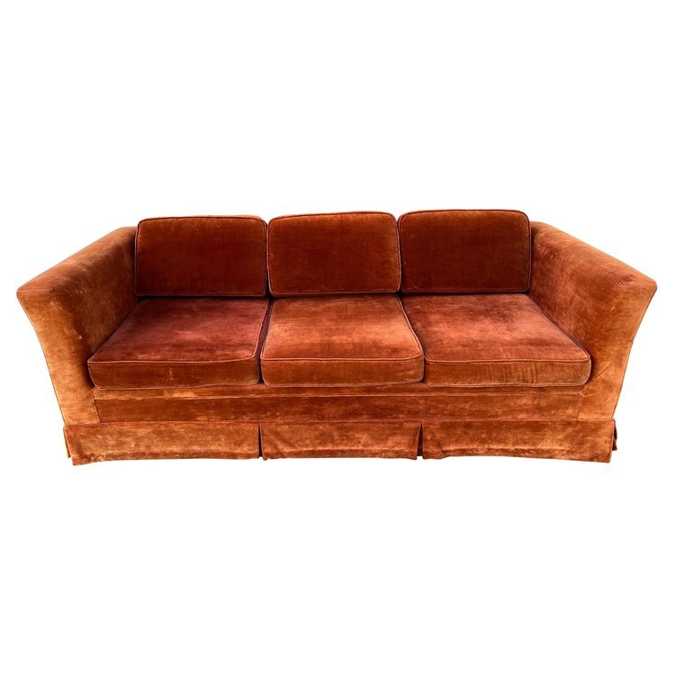  Burnt Orange Velvet Sofa