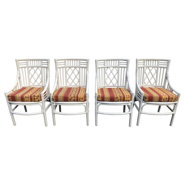 Set of Four Chinese Chippendale Rattan Chairs