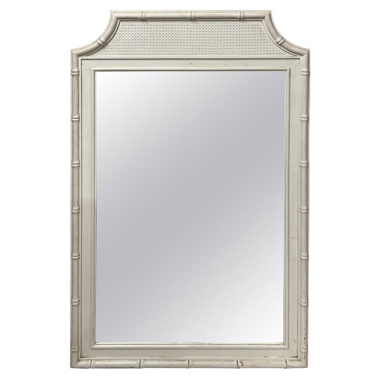 Large Faux Bamboo White Mirror