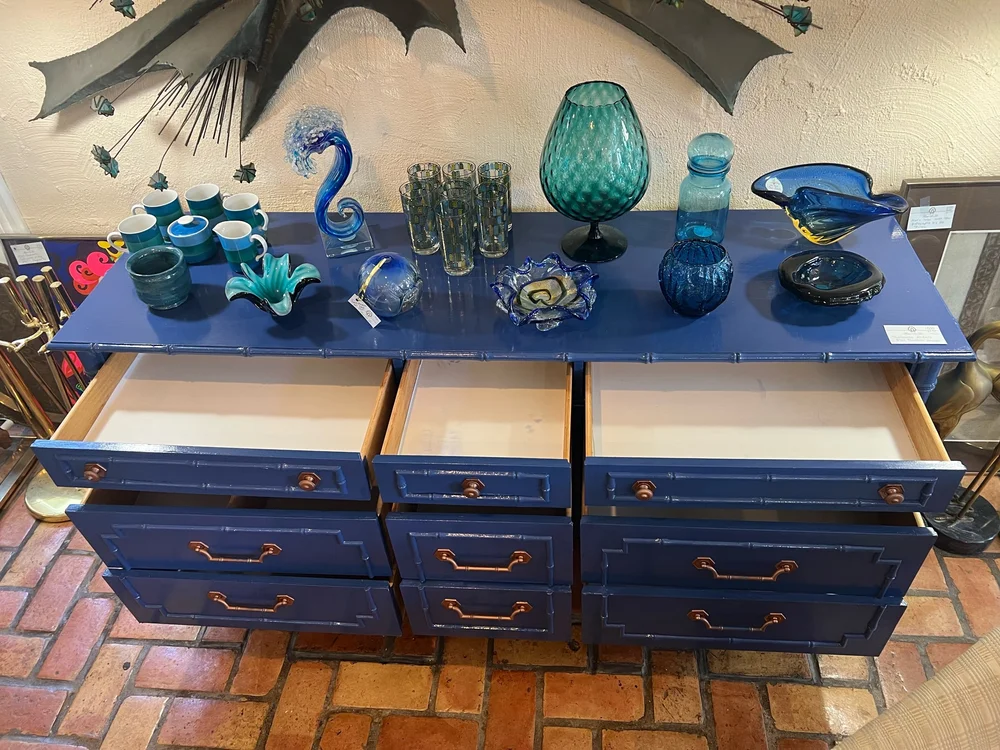 SOLD-Thomasville Allegro Chinoiserie Faux Bamboo Dresser in Blue Fleur de Lis SOLD-Thomasville Allegro Chinoiserie Faux Bamboo Dresser in Blue Fleur de Lis