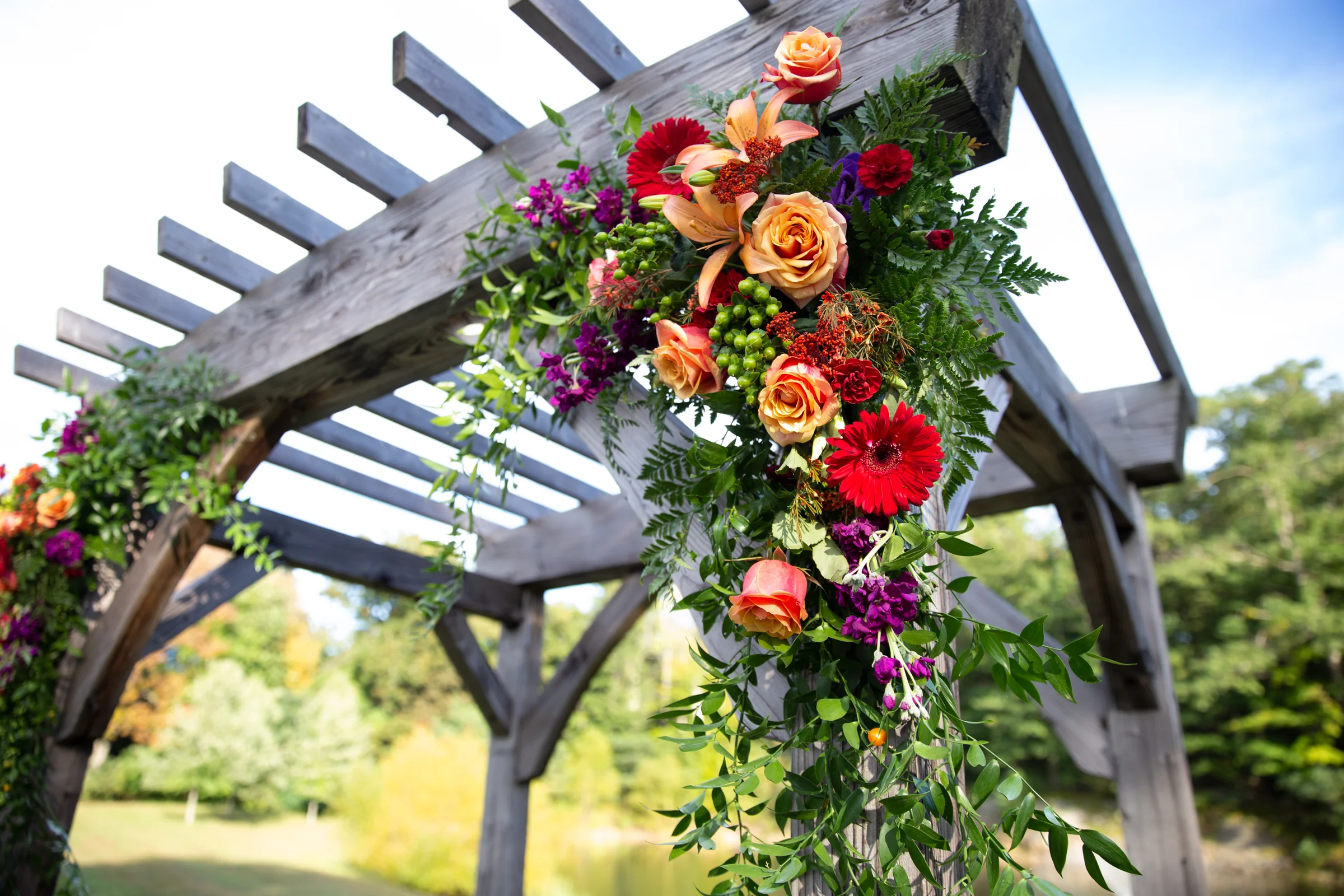 Flowers and Greenery around the altar