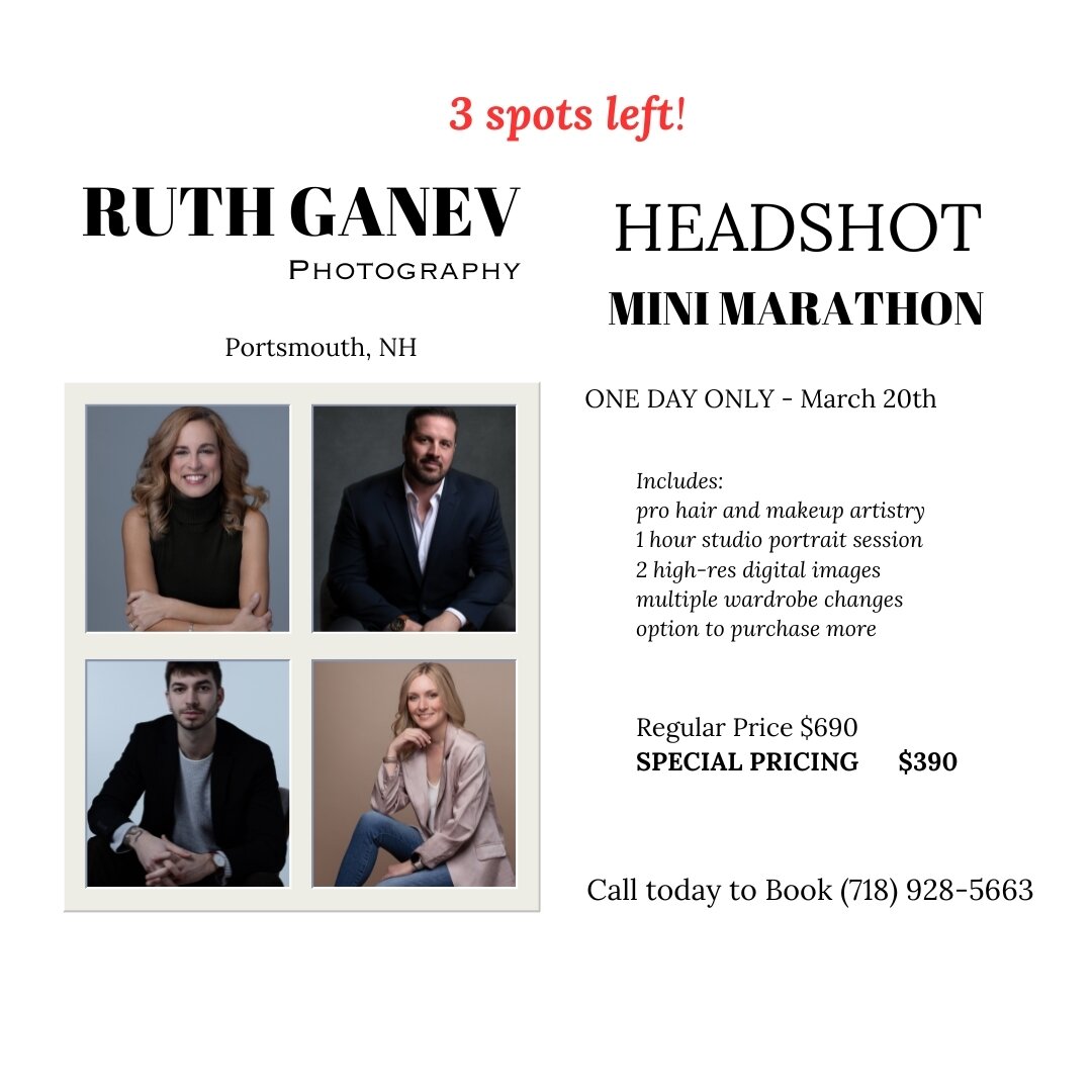 Have you been putting off getting new headshots?? Only 3 spots left for my next mini Marathon. This is a fun, quick and easy way to get your headshot updated and to get photos you actually like of yourself!!