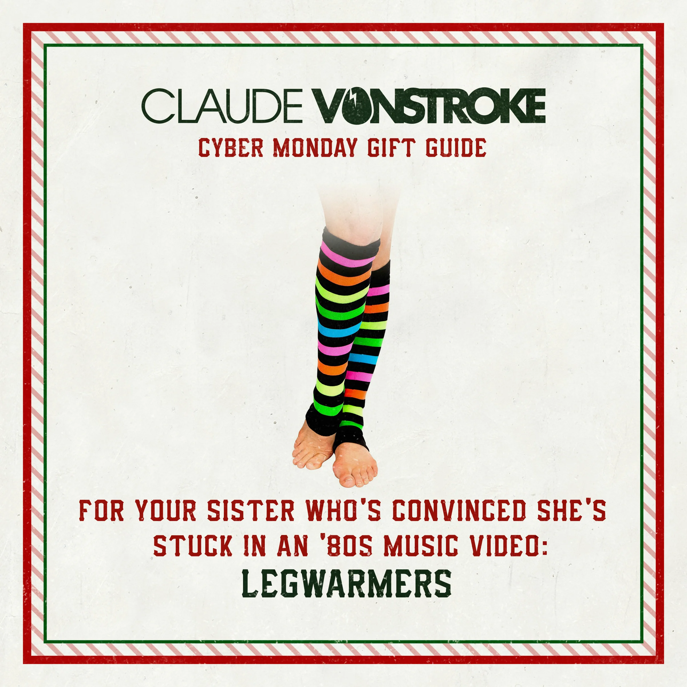 This one's for you, Emily. Rainbow Striped Legwarmers , Yandy, $5.95