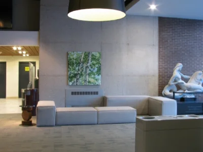Artwork by AP Artist Anne Filiatrault hangs in the CITS lobby.