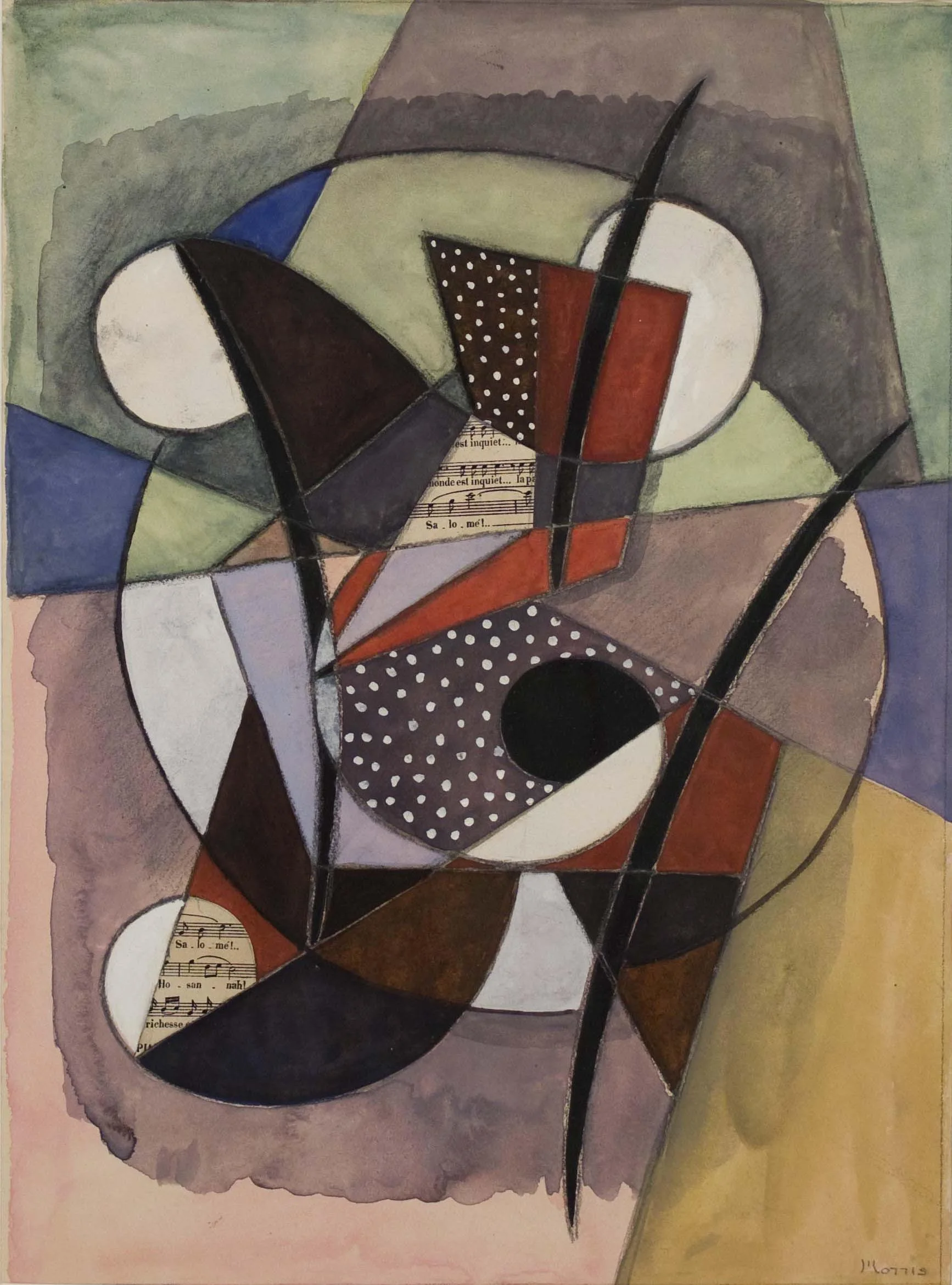 GEORGE L.K. MORRIS (1905-1975) Salome's Dance , 1948 Gouache and collage on paper 13 7/8 x 10 inches Signed lower right: Morris Titled and dated, lower right: Salome's Dance 1948