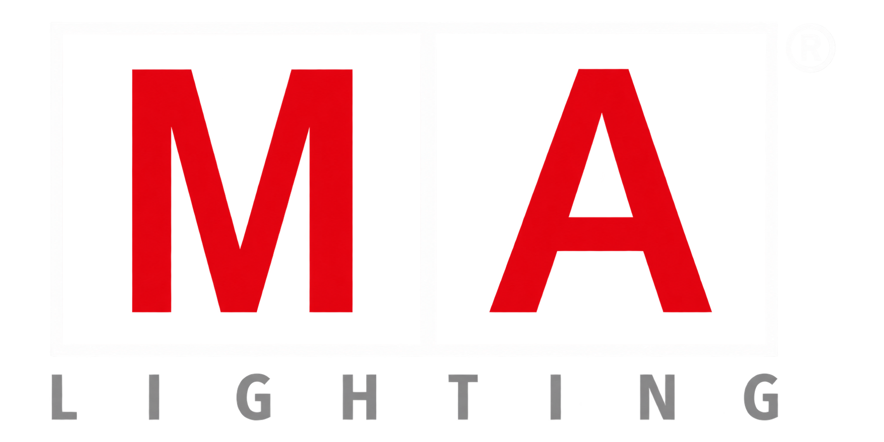 Logo for a lighting company featuring the prominent red letters 'M' and 'A', with smaller grey text 'LIGHTING' below.