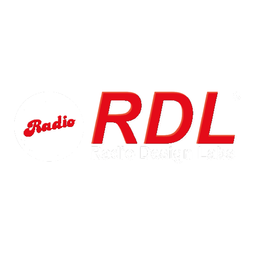 Logo of Radio Design Labs with a white circle featuring the Red Radio text, and large red letters RDL below, with the words 'Radio Design Labs' underneath.