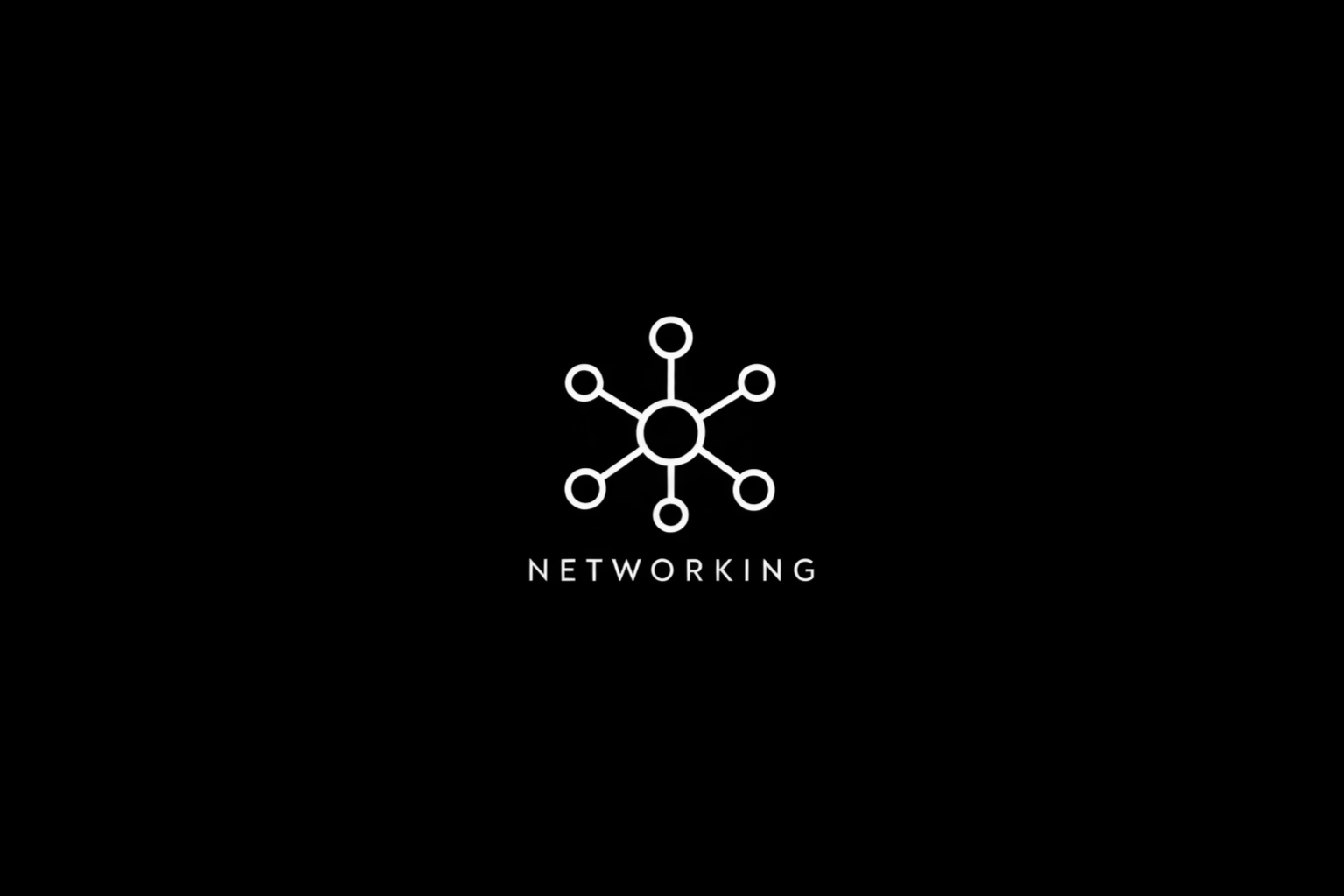 Black background with a white network icon and the word 'NETWORKING' underneath.