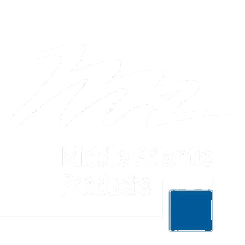 Logo with stylized white text and a blue square, reading 'Middle Atlantic Products'.
