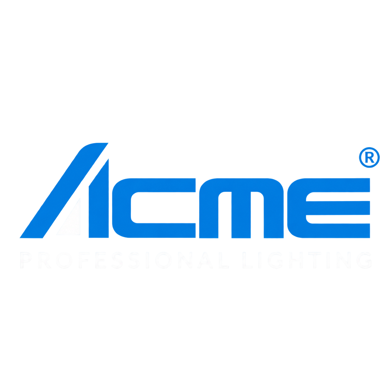 Logo of ACME Professional Lighting in blue with stylized text.