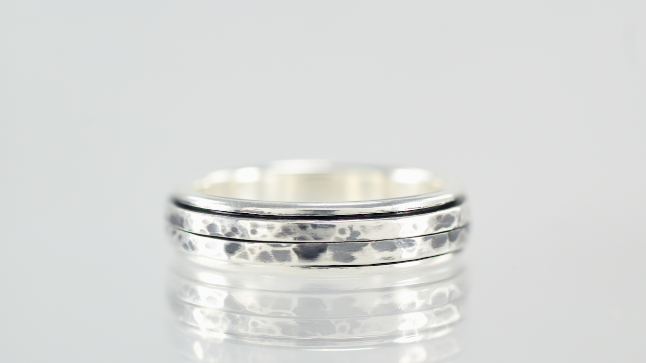 Narrow Sterling Silver Spinner Ring 