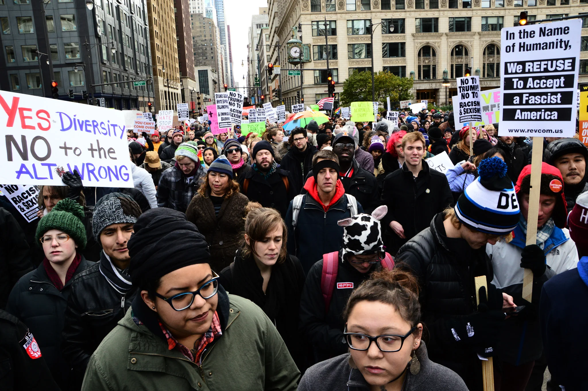 An anti-trump protest in chicago