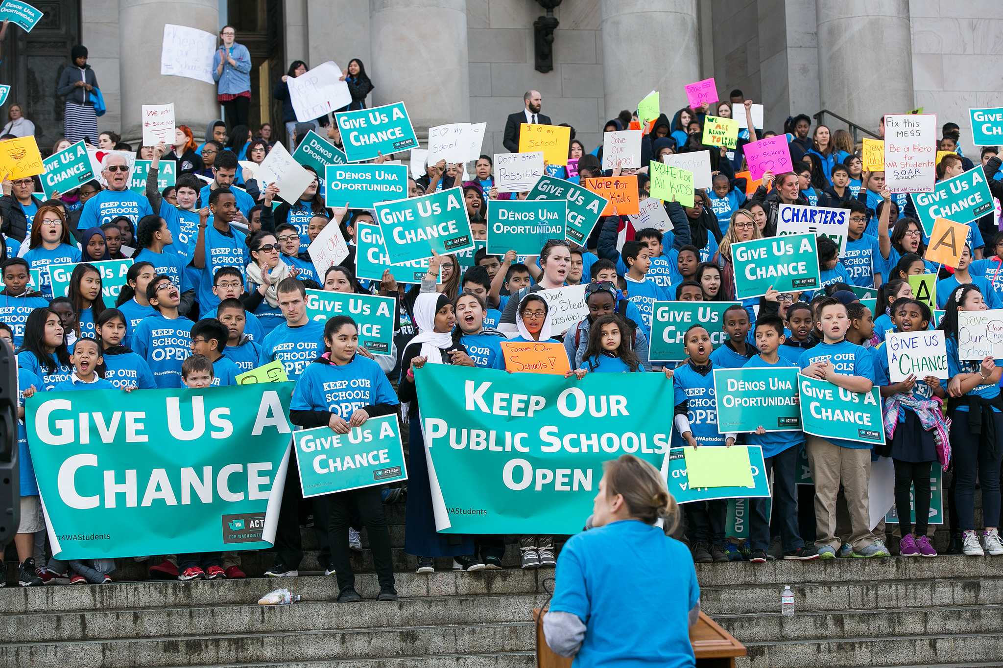 A pro-charter rally in Olympia, Washington's State Capital