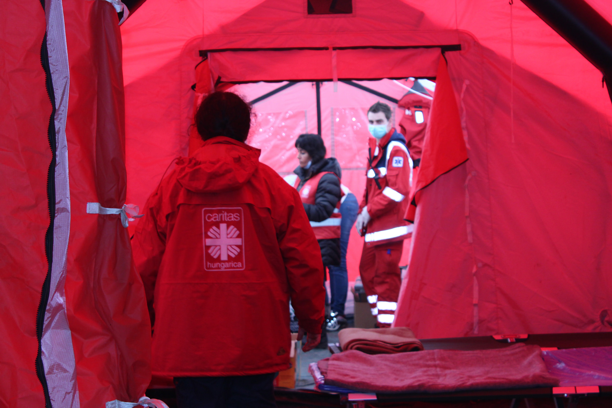 Ambulance tent at refugee camp in slovenia