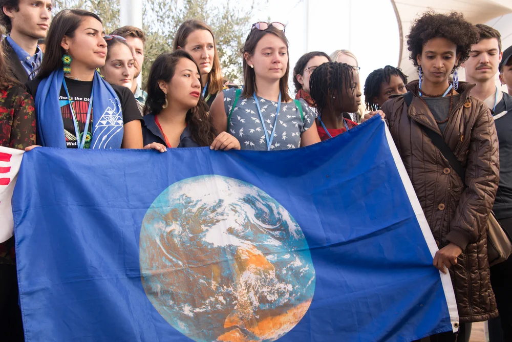 A youth climate justice protest in Morocco. photo: Ryan Rodrick Beiler/shutterstock