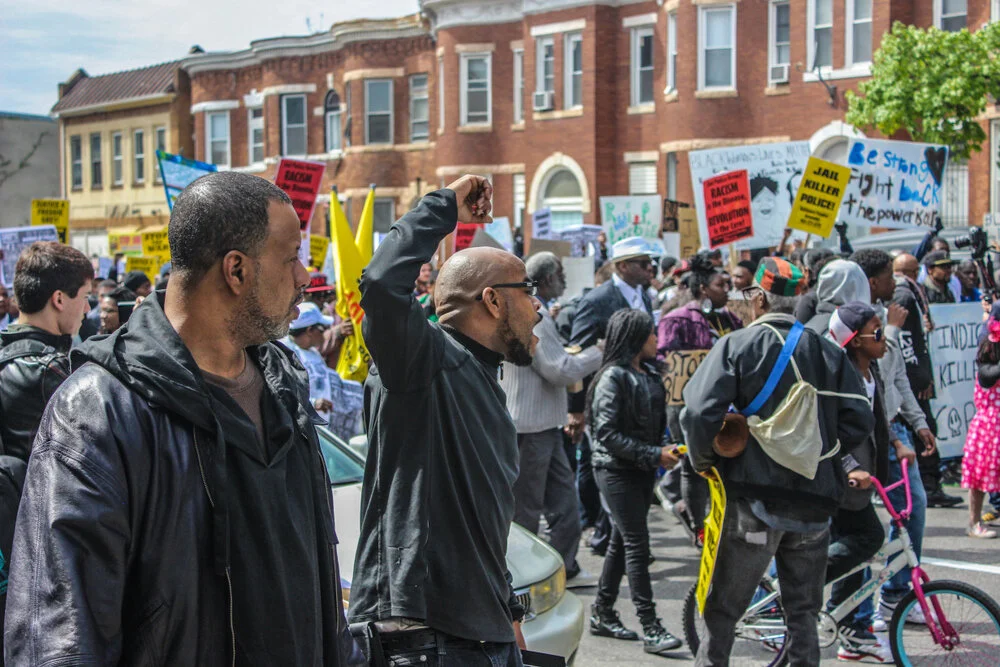 a protest in baltimore in 2015, after freddie gray died in policy custody. Andrew Stefan/shutterstock