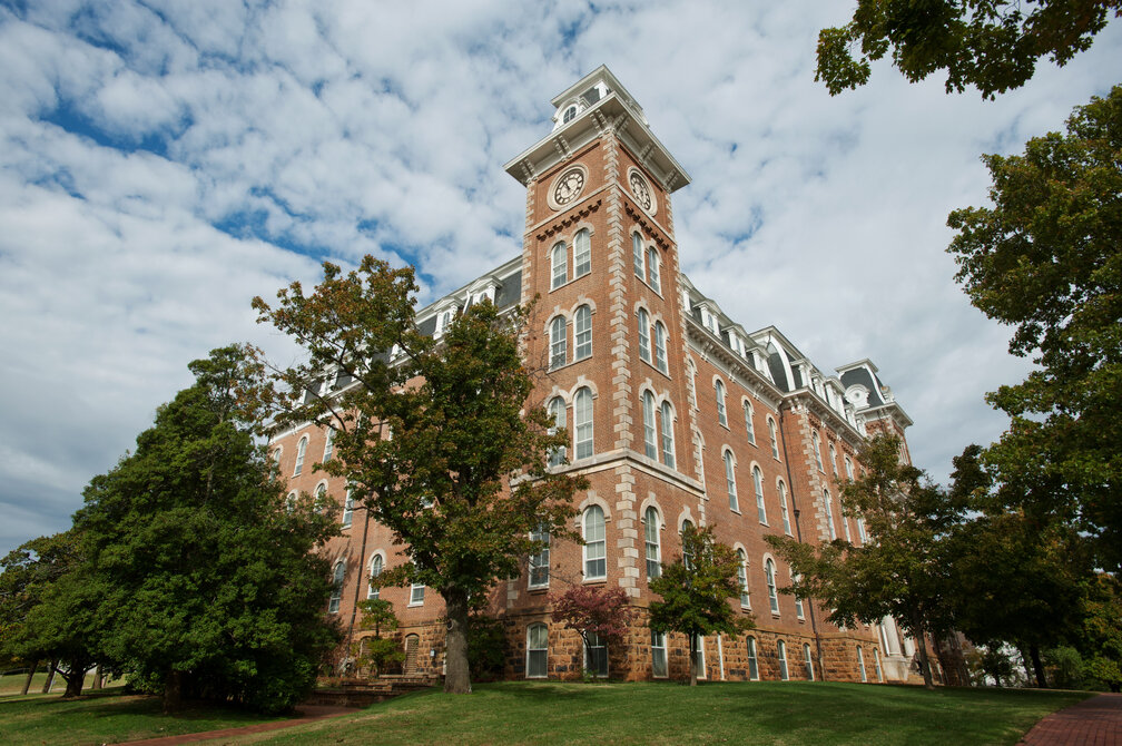 The Old Main clock tower at the University of Arkansas. Natalia Bratslavsky/shutterstock