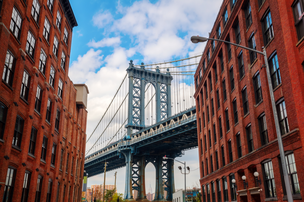 Manhattan Bridge seen from New York’s Dumbo neighborhood. The Walentas Family is best known for developing the area in Brooklyn. Christian Mueller/shutterstock
