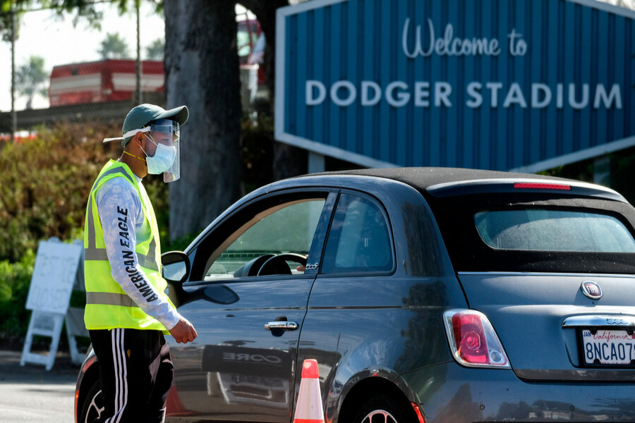 A mass inoculation center at Dodger stadium in La. Ringo Chiu/Shutterstock