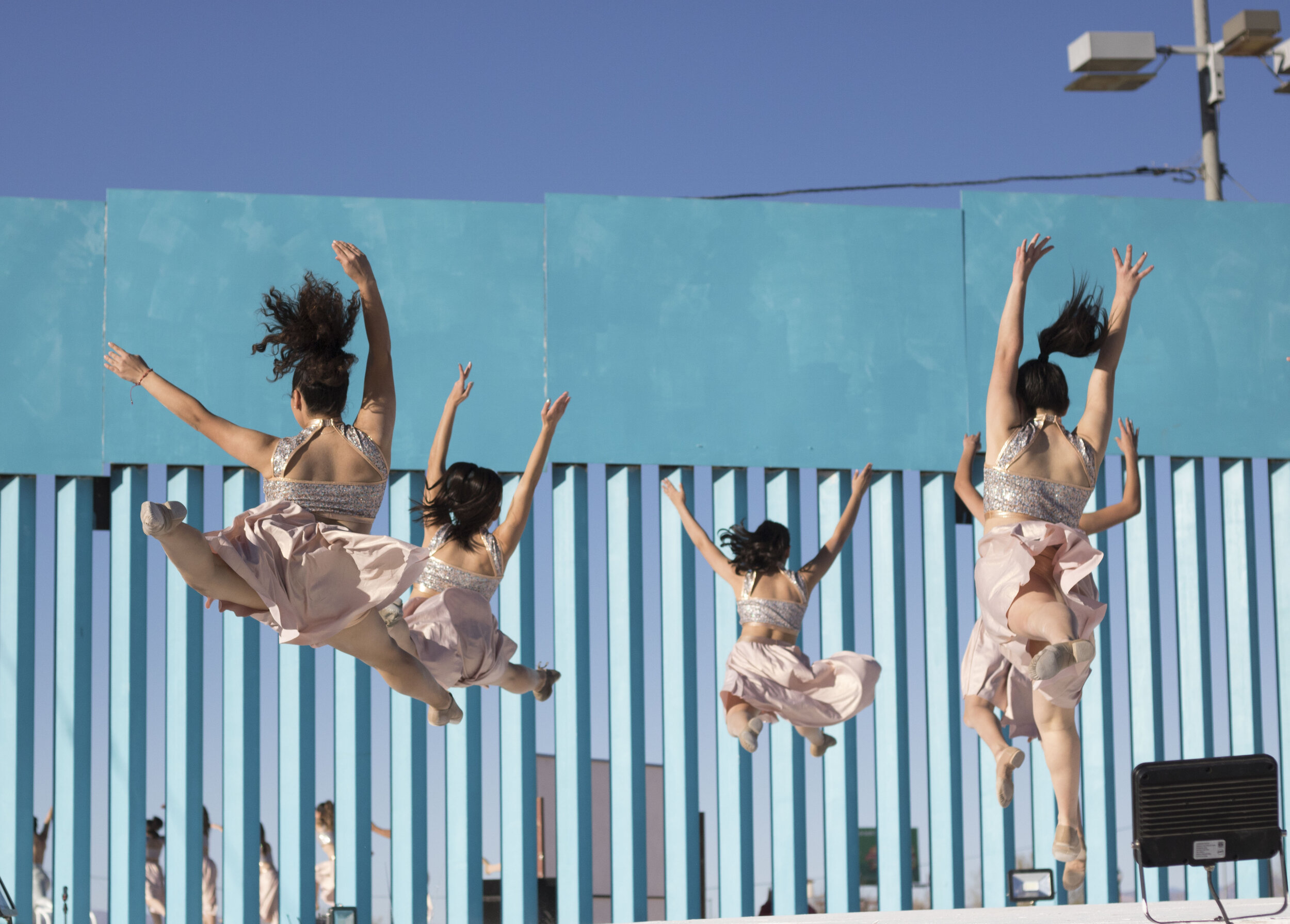 Dancers perform a piece by Ana Maria Alvarez entitled “Shared Spaces | Espacios Compartidos.” The performance was produced by Douglas, Arizona-based Border Arts Corridor, a 2020 NALAC Border Narrative Change Grantee, Photo credit: Ammi Robles