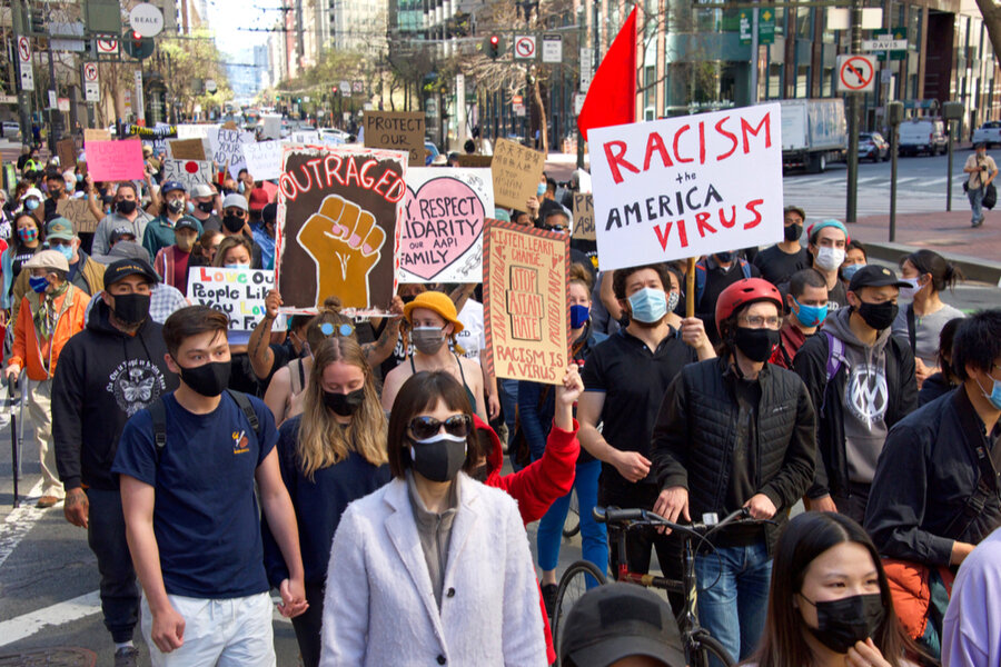 A youth-led anti-Asian Violence march in san francisco. Sheila Fitzgerald/shutterstock