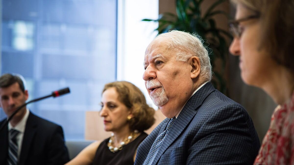the late Vartan Gregorian at the carnegie Corporation for a meeting on the Partnership for Higher Education in Africa. photo courtesy of carnegie.