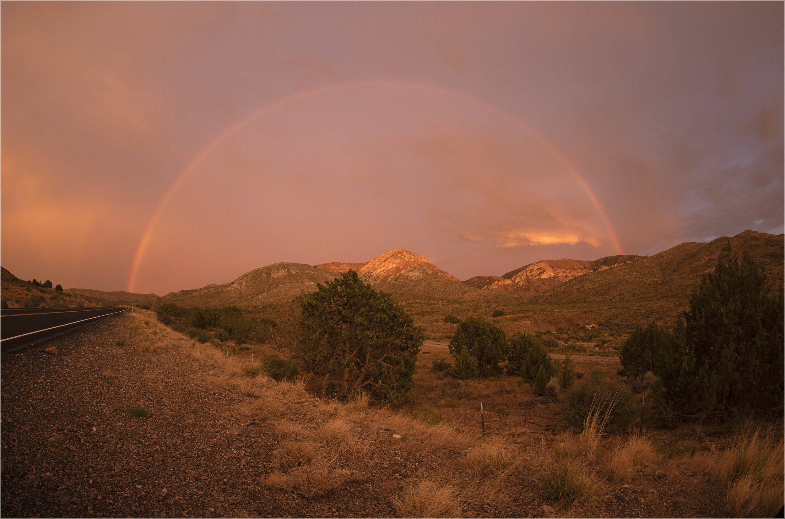  Sunset rainbow after a torrential thunderstorm passed by in Southeast Utah. 