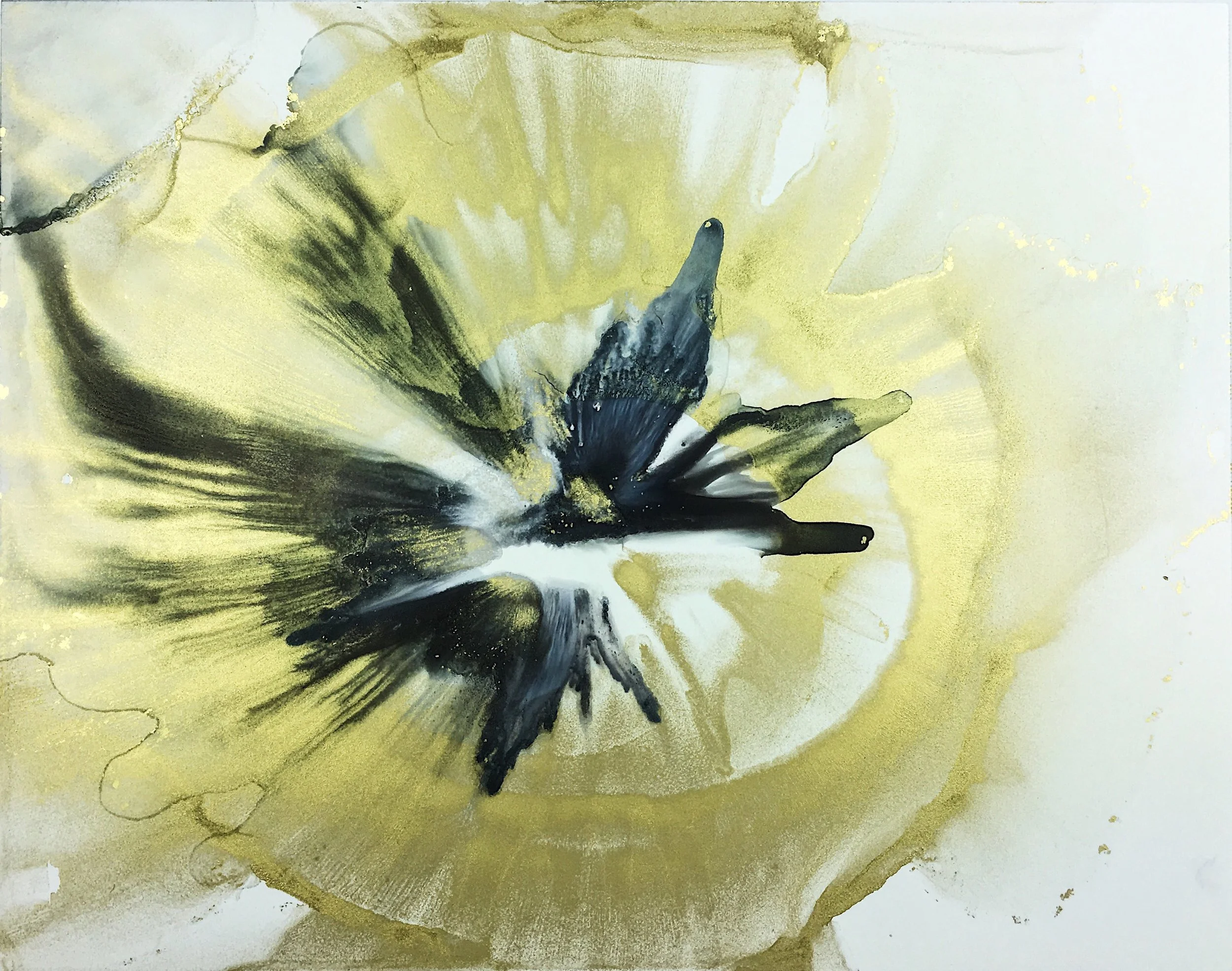 30 Days of Gold Project - Painting Number 23. 11 X 14 Alcohol Ink on Yupo - Copyright