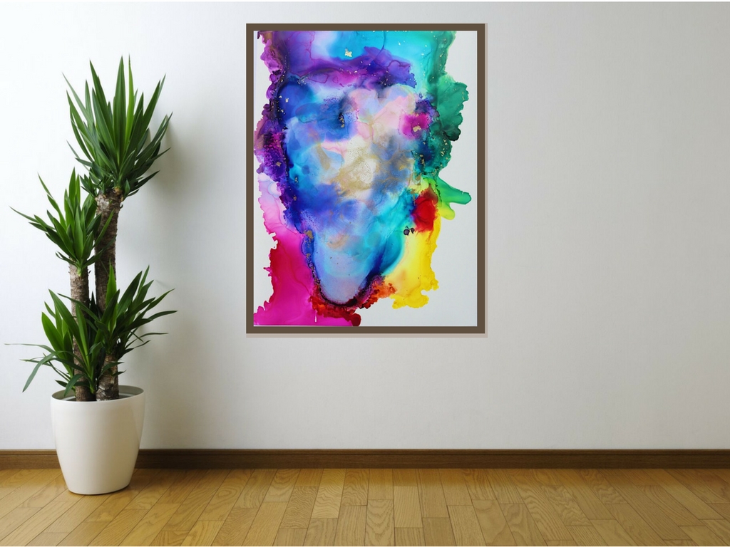 Alcohol Ink Painting Colorful Art Framed Painting Abstract Painting Original Painting