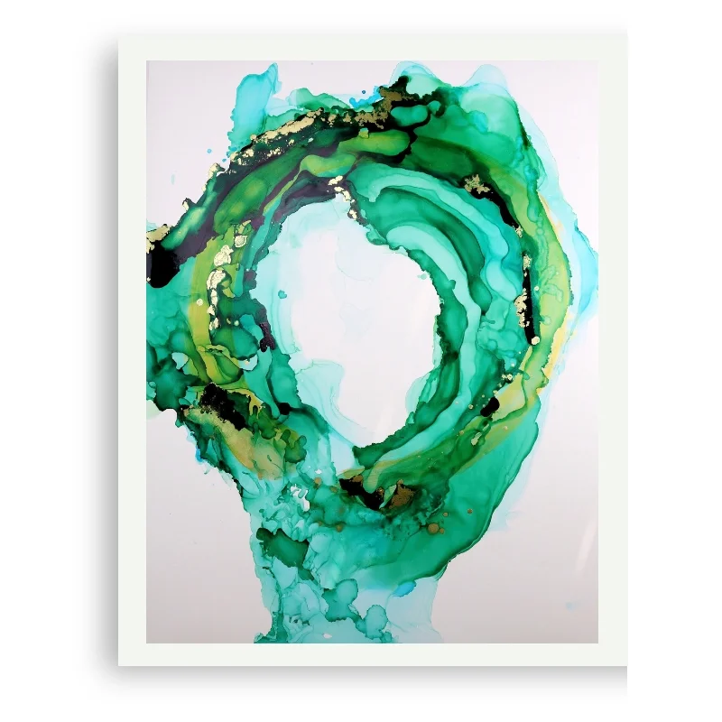 Green Abstract Painting and Malachite Gemstone Jenna Webb Art