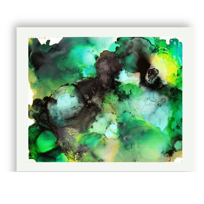 Green Abstract Painting and Malachite Gemstone - Jenna Webb Art