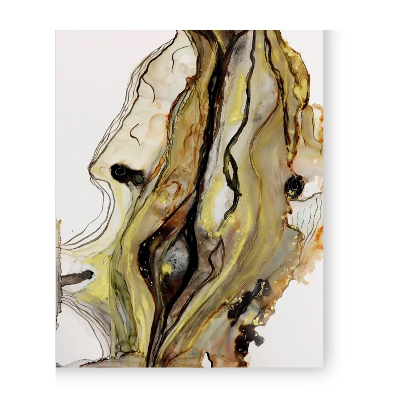 Black Gold Abstract Painting by Jenna Webb - Crystal Gemstone