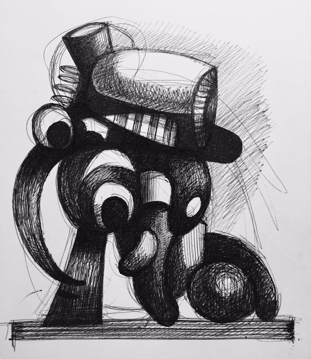 Ball Point Sketchbook drawing. 2018. (Collection of Dr. John Raulerson, Florida.)
