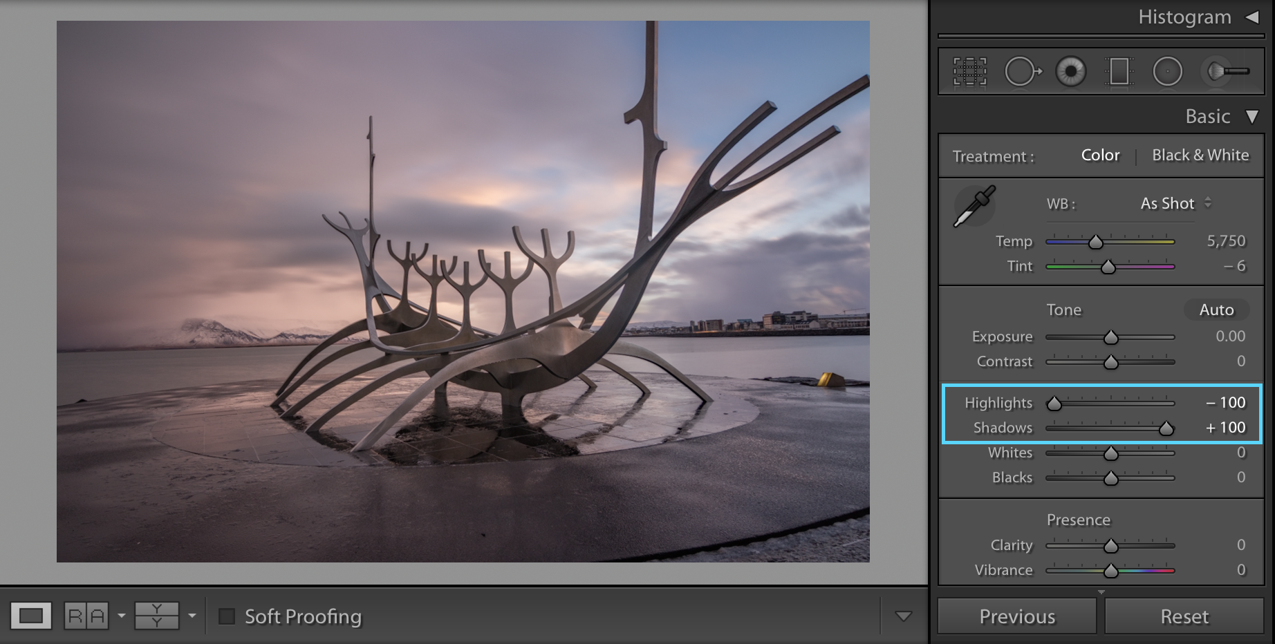 Photo after Highlights and Shadows adjustment