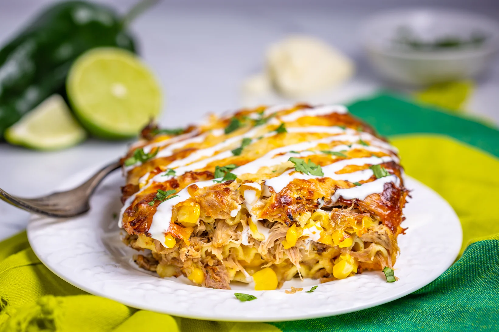 Green Chile Pork &amp; Elote Lasagna