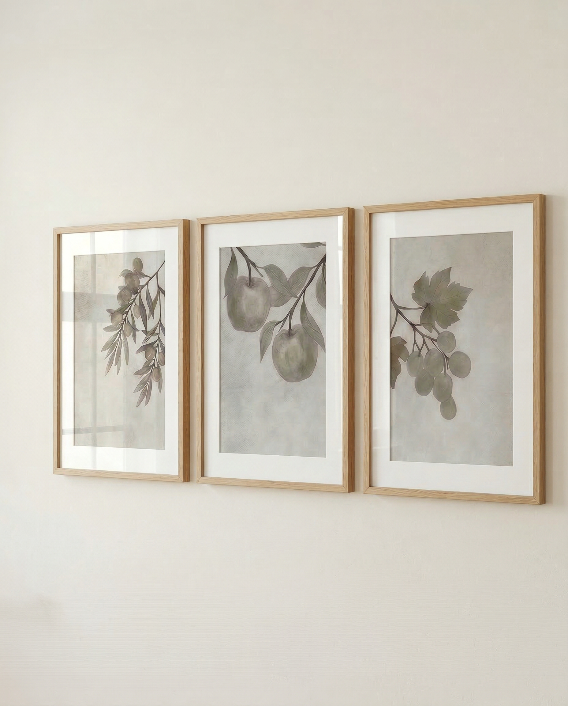 three_botanic_portraits__olive_apple_grape_trio.png