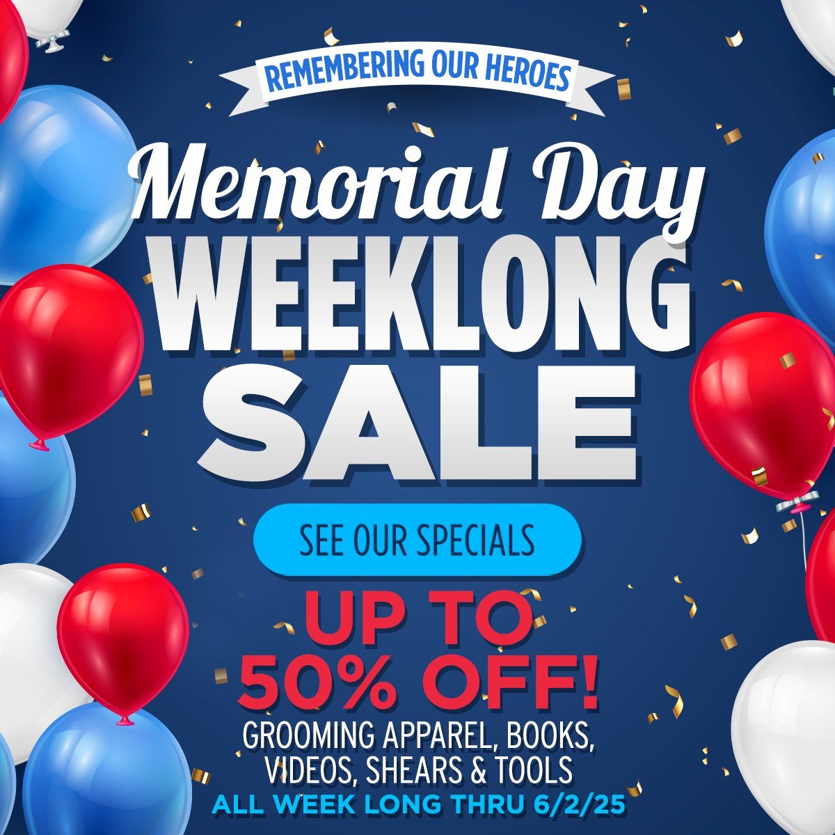 👋 Grooming fam, Jodi Murphy here! Exciting news: Our Memorial Day Sale has been EXTENDED! 🎉

This is your chance to refresh your toolkit &amp; elevate your skills!

✨ Up to 50% OFF Most Items! ✨
Snag incredible savings on:

✂️ Premium Shears
👚 Com